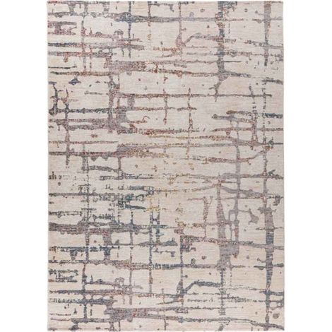 Tapis Tissé Imprimé Abstrait "Jaka" Crème 80 x 150 cm (1/5)