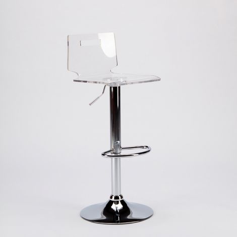 Tabouret de bar transparent en polycarbonate – Hauteur réglable 56-78 cm – Acier chromé – Siège pivotant 360° – Design moderne – Superstool (1/5)