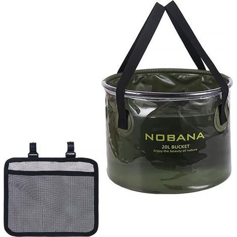 Faltbarer Eimer, 20 l, tragbarer Falteimer mit seitlicher Netztasche für Camping, Angeln, Partys, Gartenarbeit, Reisen, Wandern, Waschen, faltbares Becken, faltbarer Wasserkrug (1/5)
