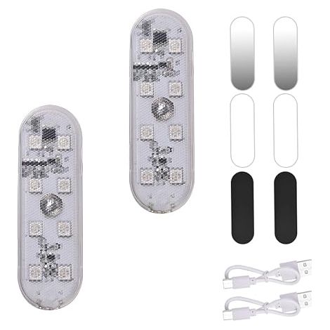 Éclairage Intérieur de Voiture, 8 LEDs Eclairage d'ambiance pour l'intérieur de la Voiture, Tactile Plafonnier Rechargeable USB, 150mA LED Voitures Interieur Sans Fil, Car Accessories (1/5)