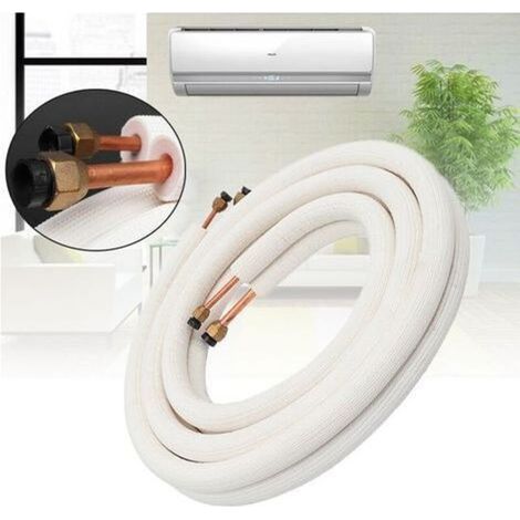 Tigrezy, 1/4" bis 3/8" Kupfer-Klimaanlagenschlauch – Isolierter Kältemittelschlauch aus Kupfer und Aluminium – Klimaanlagenteile – 3 Meter, Weiß (1/4)