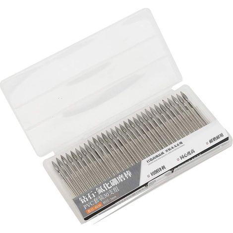 30pcs 150Grit Tip Diamond Bits de Meulage, 3mm Diamond Burr Set, Outils de Sculpture de Meuleuse éLectrique, Avec Traitement Au Nickel Noir, Pour La Gravure Sur Pierre de Jade et Le Verre de Coupe (1/4)