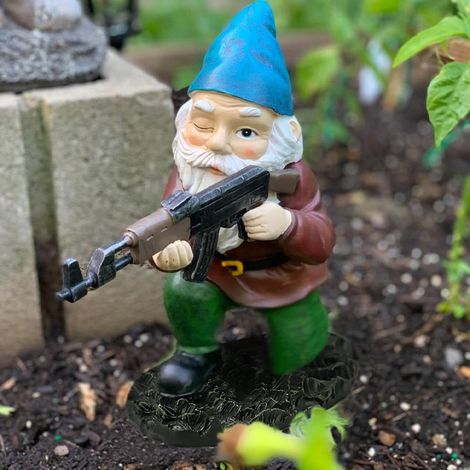 Statue de Nain de Jardin Militaire avec Pistolet, Statue de Nain de l'armée, décorations de Jardin pour intérieur et extérieur, terrasse, Cour, pelouse, décoration d'intérieur (1/4)