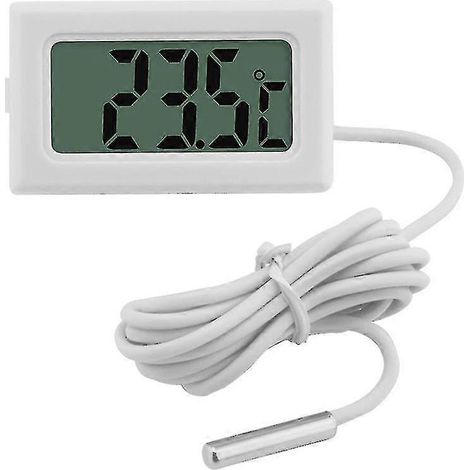 2/4 thermomètres numériques LCD avec sonde étanche, blanc. (1/4)