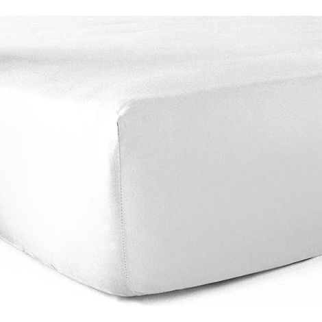 Drap-housse 100% coton 57 Fils Blanc 120 x 190 cm - Bonnet 30 cm