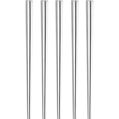 5 Paires de Baguettes en Acier Inoxydable 304 Qualité (1/5)