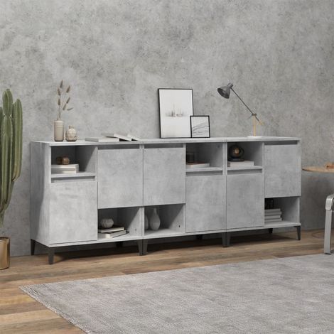Buffets 3 pcs  Meuble de rangement Commode Bahut gris béton 60x35x70 cm bois d'ingénierie 68736 (1/5)