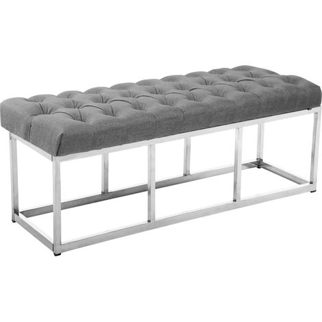 Taburete Pie de Cama Amun en Tela Gris 120 cm