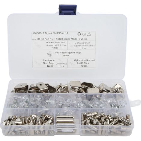 Kit De Chevilles Pour Étagère 160 Pièces Support Nickel Trou 5mm Pour Armoire Cuisine Bibliothèque (1/5)