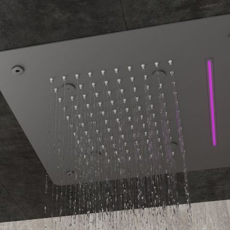 Ogomondo soffione led a soffitto da incasso con cascata acciaio nero quadro confezione 1 (1/3)