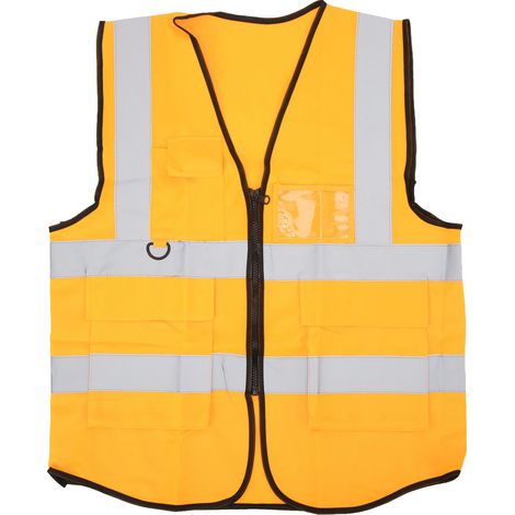Veste de sécurité haute visibilité imperméable avec fermeture éclair et poches multiples pour travailleurs, jaune. (1/5)