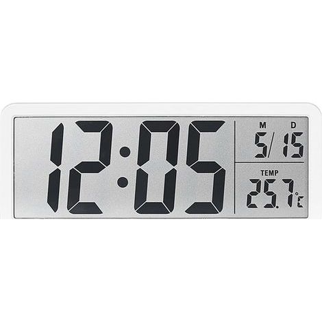 Horloge murale électronique LCD avec interrupteur ℃/℉, température, date, silencieuse, 12/24 heures, 2 types de placement, facile à utiliser pour chambre à coucher, décoration d'intérieur, (1/5)