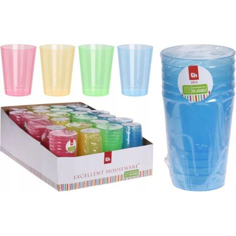 Lot de 6 gobelets en plastique colorés
