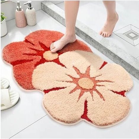 Tappetino da bagno - Grazioso motivo floreale - Morbido e assorbente - Asciugatura rapida e antiscivolo - Adatto per la zona doccia 4060 cm (1/5)