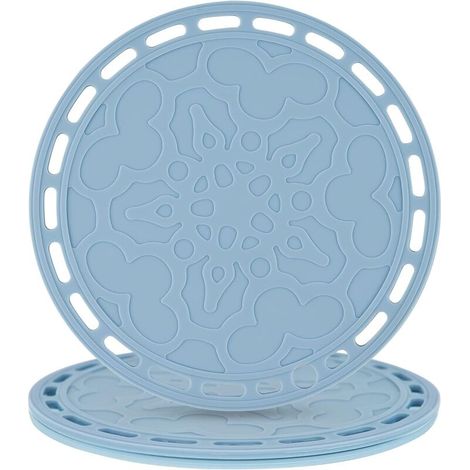 Lot de 3 grands dessous-de-plat et maniques ronds en silicone Bleu