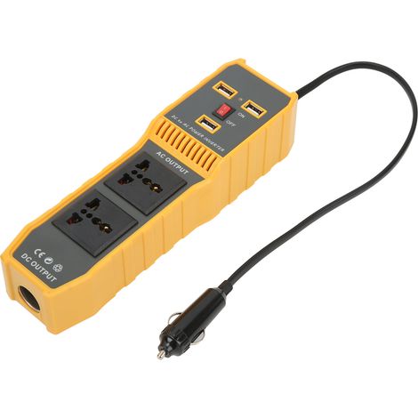 Convertisseur de puissance pour voiture 200 W intelligent avec 3 ports USB 4,2 A à charge rapide, double prise, onde sinusoïdale modifiée, pour téléphone portable 12 V à 220 V (1/5)