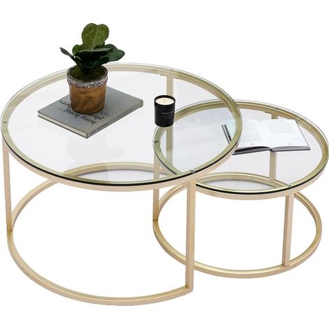Mesa de centro, diseño moderno, apilable, 80 cm y 60 cm. (1/2)