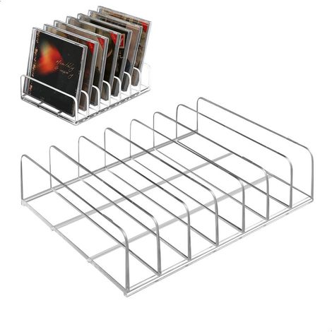 Supports de Rangement pour CD, Range de CD en Acrylique Transparent avec 7 Compartiments, Rangement pour CD/DVD/Vinyles/Cartes de Jeu, 17x12.5x4 cm (1/5)