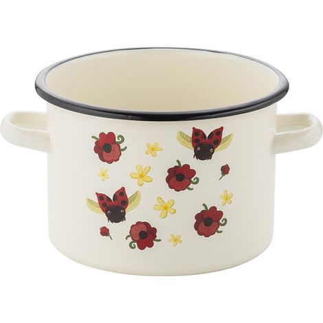 Einfacher emaillierter Blumentopf Marienkäfer 20 cm 4,5 l