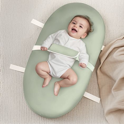 Table à langer pour bébé, matelas à langer en polyuréthane, imperméable avec sangle de sécurité, base antidérapante, portable, facile à nettoyer, vert clair