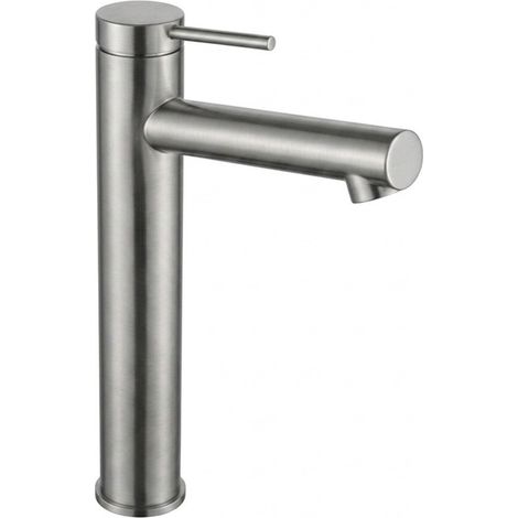 Miscelatore lavabo alto in ottone spazzolato grigio con leva monocomando slim Alba (1/2)