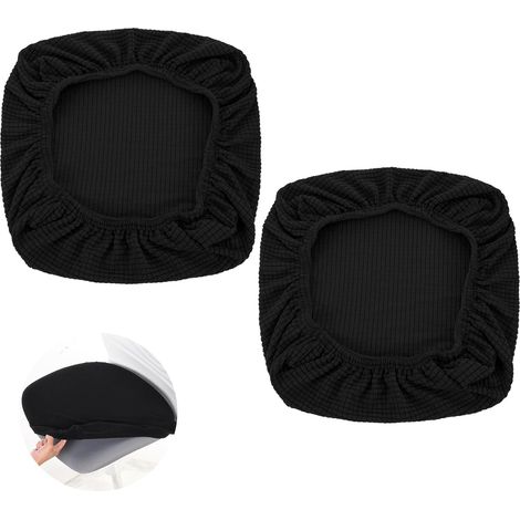 Lot de 2 housses de chaise de bureau extensibles de 40 à 60 cm - Assise amovible et lavable - En élasthanne hautement élastique - Anti-poussière - Pour bureau, restaurant, mariage - Noir (1/5)