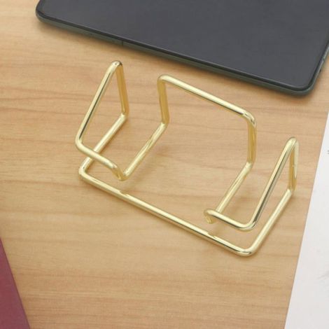 Lot de 2 porte-cartes de visite de bureau, présentoir en métal, support pour cartes de visite, pour bureau ou domicile (doré) (1/4)