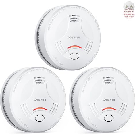 Détecteur Fumée Connecté, Base Requise, SD11-MR, Lot de 3 avec Support Magnétique, Mode Nuit, Pile Remplaçable, Durée de Vie de 10 Ans, Alertes via l’Application (1/5)