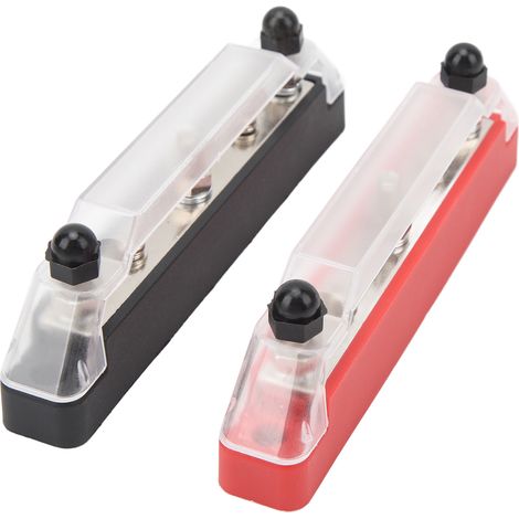 1 paire de barres omnibus 150 A, bloc de distribution d'alimentation DC12V à 48V, bornier à 3 goujons M6 pour voiture, bateau, caravane, camping-car, avec 10 bornes (1/5)