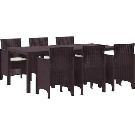 vidaXL Conjunto de Comedor de Jardín 7 uds. Marrón Polipropileno (1/5)