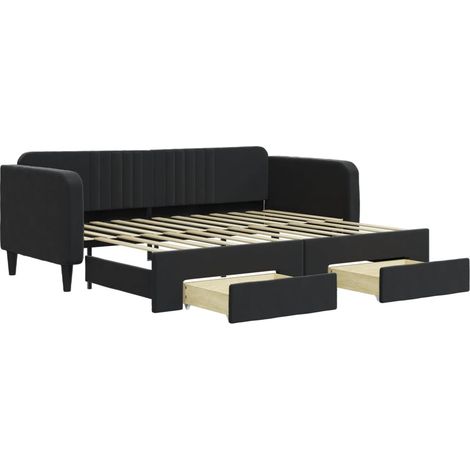 Maison Exclusive - Tagesbett Ausziehbar mit Schubladen Schwarz 90