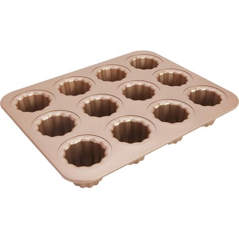 Moule à cannelés acier - 1 pc, Moule carbone antiadhésif 12-cup, Pour cannelés croustillants dorés muffins - Incolore