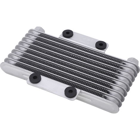 Radiateur d'huile 8 rangées pour moto, argenté, 125 ml, faible usure, haute performance, compatible avec les motos de motocross et quads GY6 125-250 cm³. (1/5)