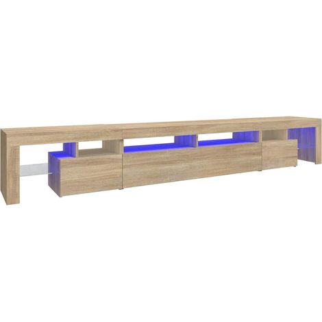 vidaXL Mobile Porta TV con Luci LED Rovere Sonoma 260x36,5x40 cm