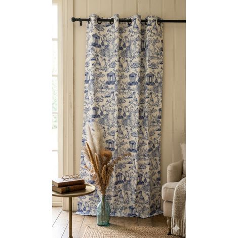 Rideau "Héritage" – Toile de Jouy Traditionnelle bleu - 140x240cm - Bleu