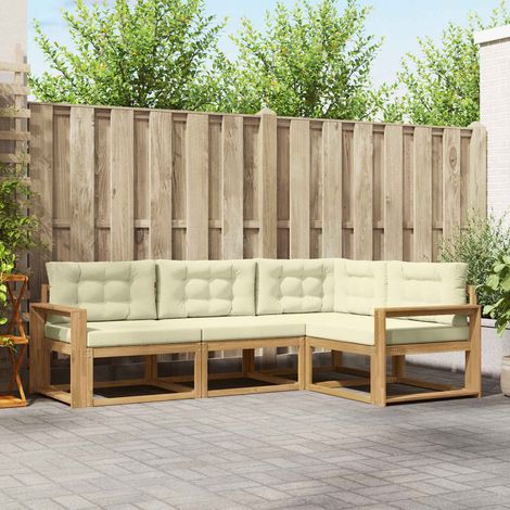 vidaXL Outdoor-Sofagarnitur mit Kissen 3 pcs Weiß und Creme Polyester (1/5)