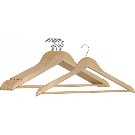 Lot de 40 cintres 45 cm pour vêtements adulte avec crochet pivotant à 360° - Bois clair - Vivezen (1/5)