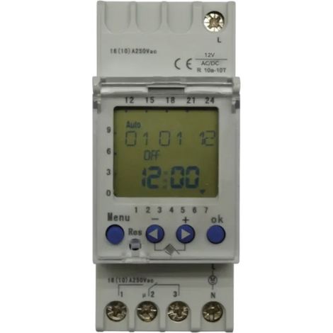 HORLOGE DIGITALE HEBDOMADAIRE 1 VOIE - NO/NF - 12 V - 4M