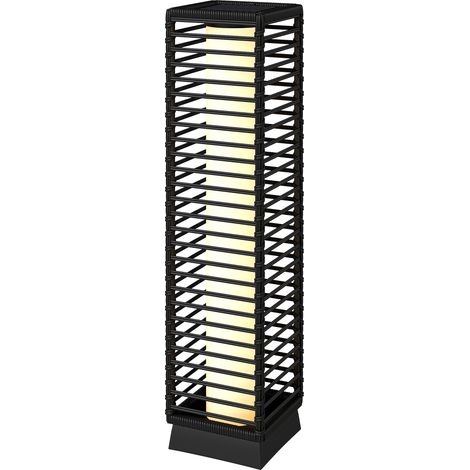 Lanterne Solaire Extérieure en résine tressée lampadaire sans fil rechargeable capteur de lumière 16 x 16 x 68 cm noir