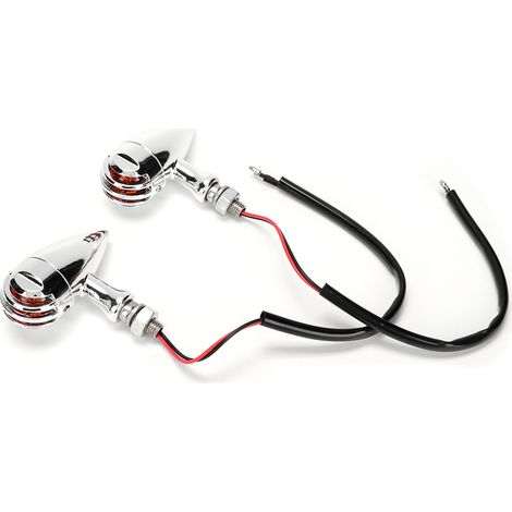 Phares clignotants rétro universels pour moto, paire d'accessoires de modification, couleur argent (1/5)