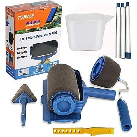 Ensemble de 6 rouleaux à peinture, comprenant un manche, un rouleau professionnel, des outils et un jeu de pinceaux. (1/5)