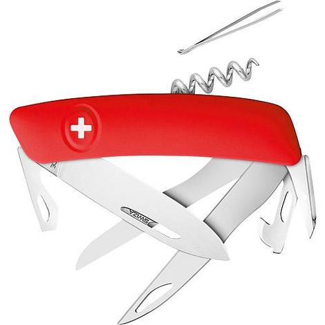Couteau de poche SWIZA D07 avec ciseau et poignee rouge KB