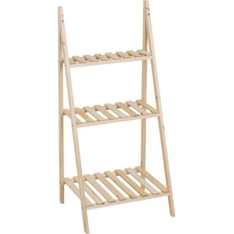 Étagère - JUANIO - Étagère 3 niveaux (pyramide) - Sapin naturel - 42x34x91 cm - 5 kg/étagère (1/3)
