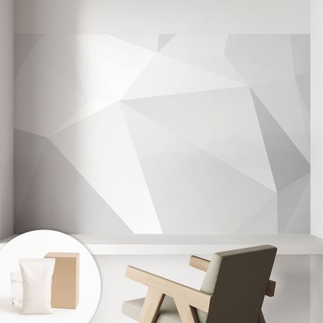 Papier peint intissé mural classique avec imprimé motifs décoratifs design élégant non‑tissé Triangles gris 104x70 cm (1/5)