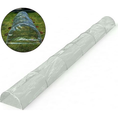 Kit de serre tunnel de jardin de 5 m avec arceaux, 7 fils d'acier et 1 feuille de film PE