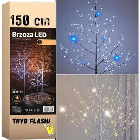 ALBERO DI NATALE FLASH BETULLA DECORAZIONE NATALIZIO A LED 150CM 120 LED Freddo