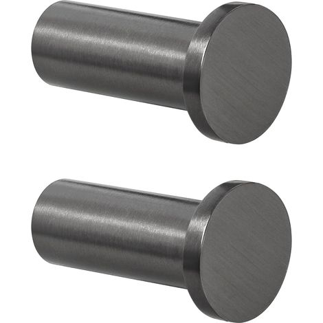 Crochets Muraux Ronds - Lot de 2 - Acier Inoxydable Gris - Fixation Discrète Robuste - Salle de Bain Cuisine Entrée - 45mm (1/5)