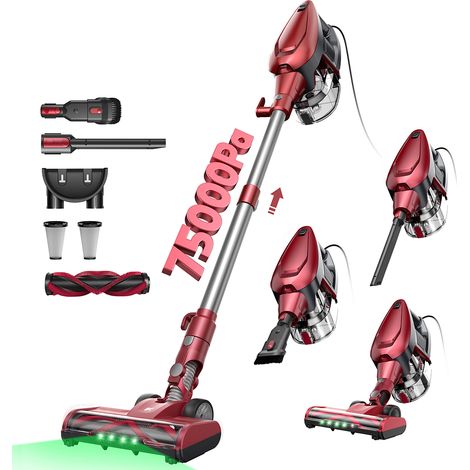 VACTIDY Blitz C9 – Aspirateur Balai Avec Fil 3 en 1 – 200 AW / 75 kPa – 600 W – câble long 7 m (150 m²) – capacité 1,5 L – Autoportant – Éclairage LED – Tube télescopique (1/5)