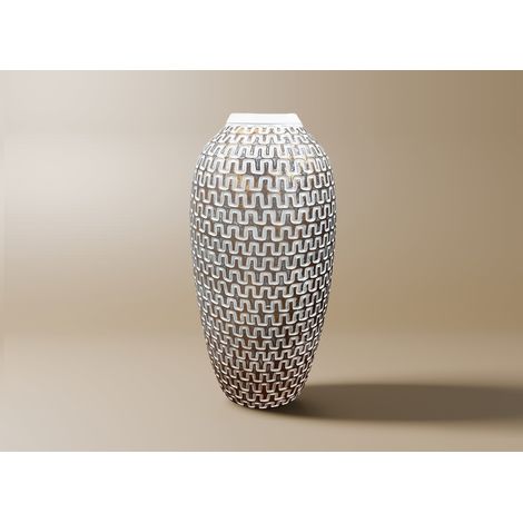 Vase en polyrésine blanc et argent H43 cm ALAIA