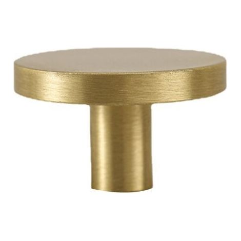 Sollbry Lot de 4 boutons d'armoire de cuisine dorés, boutons en laiton massif pour tiroir de commode, poignées d'armoire de salle de bain minimalistes rondes, quincaillerie de meubles modernes (33 mm (1/4)